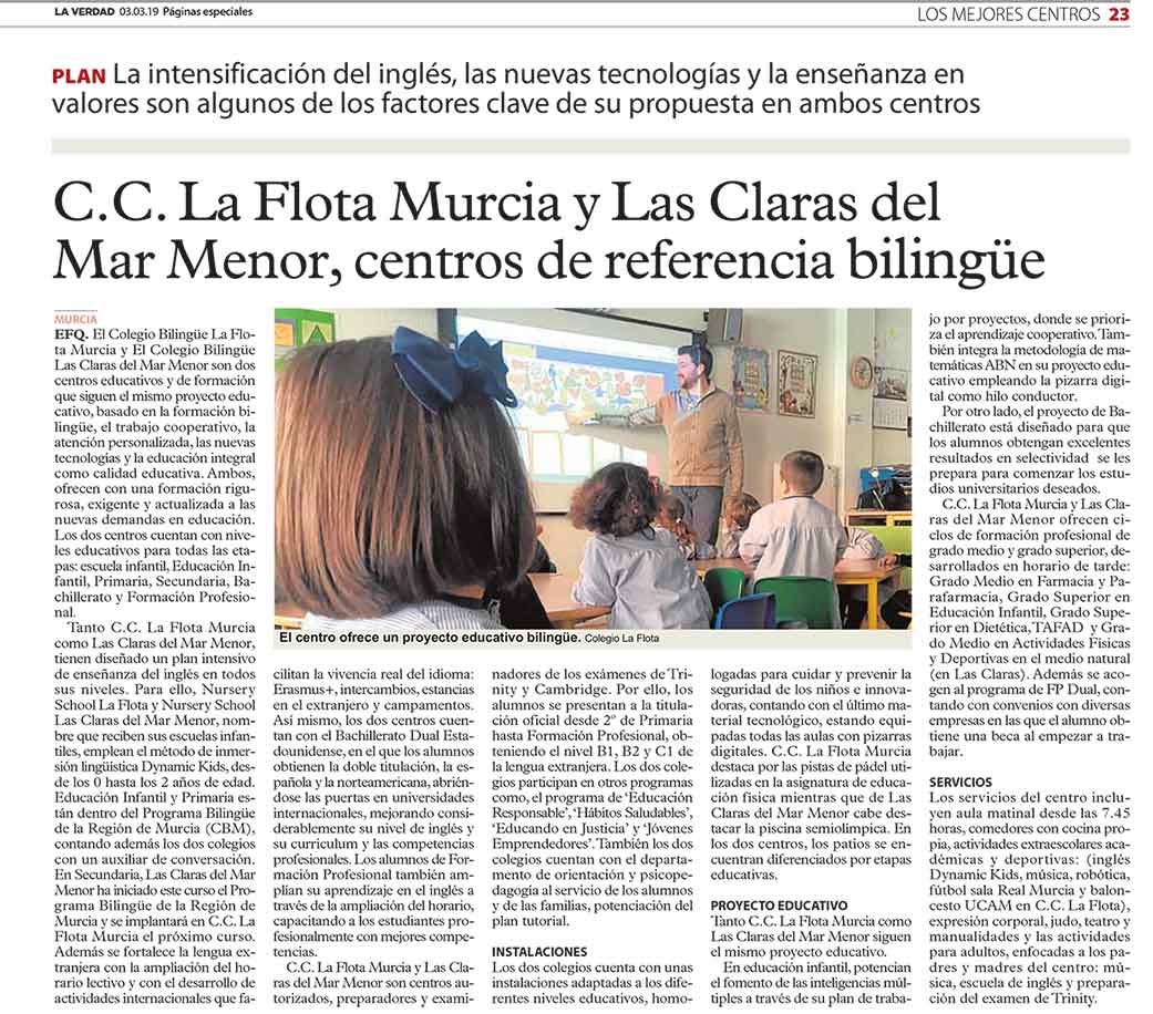 C.C. La Flota Murcia, colegio de referencia bilingüe